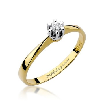 Złoty pierścionek diament r.13 zaręczyny 585 14k