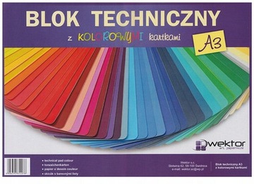 Blok techniczny szkolny A3 10 kartek kolorowy
