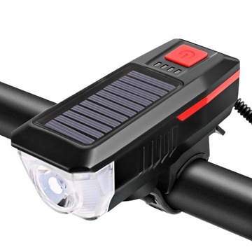 Solarne światło rowerowe + klakson 2000mAh litowa