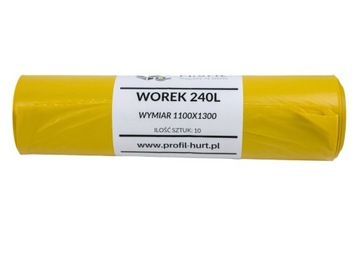 Worki na śmieci 240l żółte MOCNE! 100 sztuk!