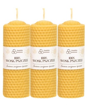 3x Świeca świeczka z wosku pszczelego 13/5 cm Naturalny Wosk Pszczeli