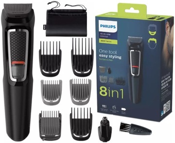MASZYNKA GOLARKA PHILIPS 8W1 WŁOSY I BRODA TRYMER DO ZAROSTU I CIAŁA + ETUI