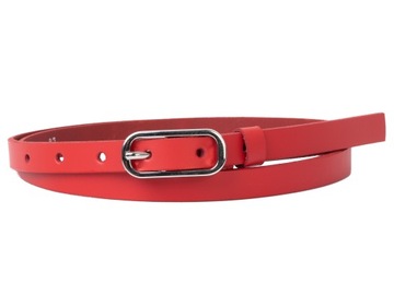 Wąski pasek CZERWONY 100% SKÓRZANY 1,5cm | r.100cm