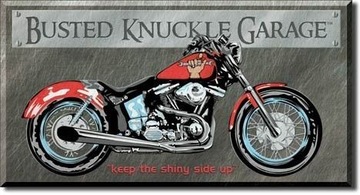 Metalowy plakat szyld Serwis motocyklowy Busted