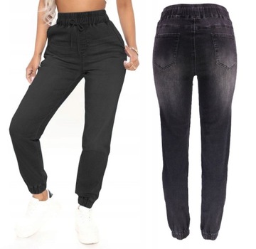 SPODNIE JEANSOWE JOGGERY WYGODNE DAMSKIE NA GUMCE