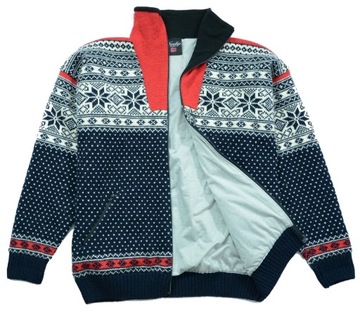 NORDLYS OF NORWAY Mønstret Kurtka Sweter 100% Wełna Windbreaker __ XL