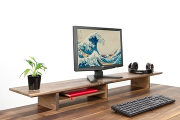 Długa podstawka pod monitor, organizer, orzech
