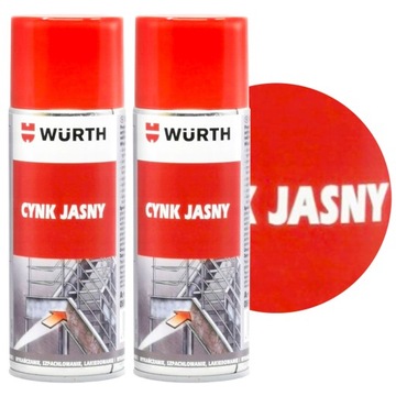 WURTH Cynk Jasny Ocynk W Sprayu Zabezpieczający Antykorozyjny Zestaw 2szt