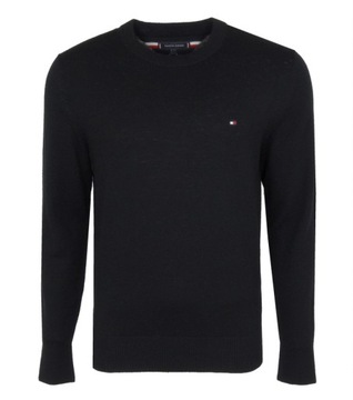 TOMMY HILFIGER sweter męski, wełniany, czarny, S