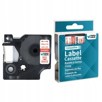 Лента для DYMO D1 45805 19м/7м белая/красная