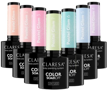 CLARESA PASTEL GLAM KOLEKCJA LAKIER HYBRYDOWY PASTELOWY LIPGLOSS DROBINKI