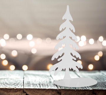 CHOINKA z metalu OZDOBA ŚWIĄTECZNA dekoracja 30cm biała