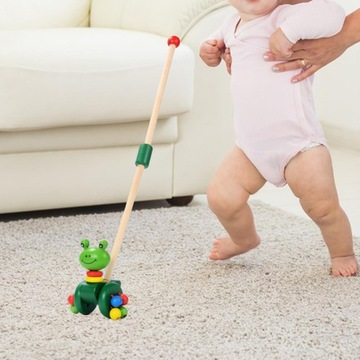 Игрушки-толкатели и прогулки Деревянная лягушка-толкатель