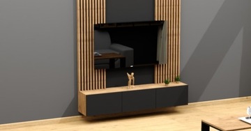 ПОЛОСЫ НА НАСТЕННОЙ ДОСКЕ 80Х138 СТЕНА ДЛЯ ТЕЛЕВИЗОРА ДУБ ЛАНСЕЛОТ + ДУБ ЛАНСЕЛОТ