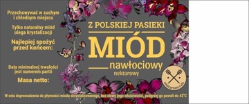 Etykiety z miejscem na pieczątkę - miód nawłociowy