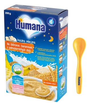 Humana Kaszka mleczna Na Dobranoc Bananow+Łyżeczka