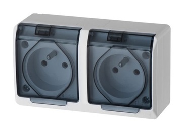 GNIAZDO PODWÓJNE NADTYNKOWE 16A/250V, IP44