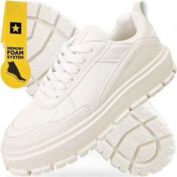 Sneakersy Damskie Beżowe Trampki Big Star buty na platformie NN274374 38