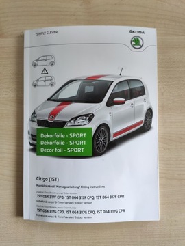 SKODA CITGO SPORT nalejka folia na drzwi pasy 1ST853155A