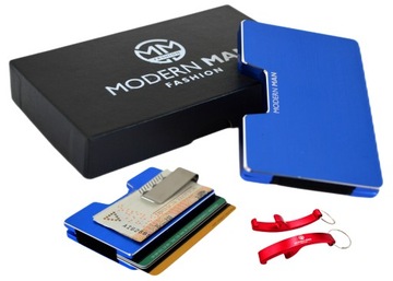 PORTFEL MĘSKI ALUMINIOWY ETUI NA KARTY RFID NOWOCZESNY PRAKTYCZNY PREZENT
