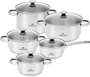 Zestaw garnków Indukcja Gerlach First Stalowe 10 Elementów 5 szt.