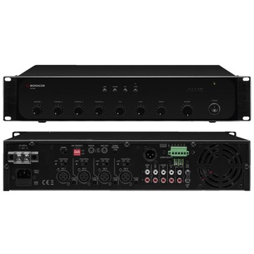 МОНО-МИКШЕРНЫЙ УСИЛИТЕЛЬ 240 Вт MONACOR PA-924 + КРОНШТЕЙНЫ ДЛЯ МОНТАЖА В СТОЙКУ