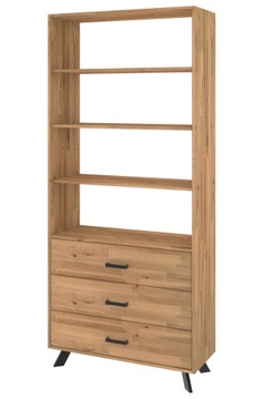 Regał dębowy z szufladami na książki 228x90x40