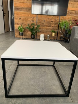 STOLIK KAWOWY CZARNY BIAŁY 65x65cm LOFT METAL !!!