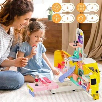 ШКОЛЬНЫЙ АВТОБУС 2 В 1 ДОМ-КУКЛА ШКОЛЬНЫЕ АКСЕССУАРЫ