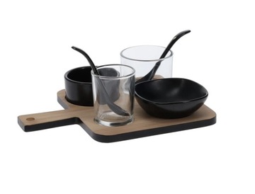 Excellent Houseware zestaw do serwowania, bambus, 22x17x6,6 cm, brązowy