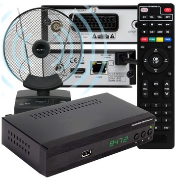 DEKODER DVB-T2 FULL HD TV H.265 TUNER HDMI USB ANTENA WEWNĘTRZNA AKTYWNA