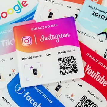 Табличка с NFC и QR-кодом для сайта отзывов Google, красочная печать