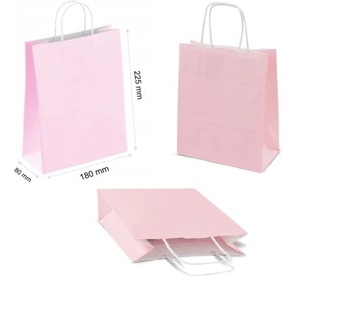 Torba Papierowa A5 RÓŻOWA z uchem skręcanym 225x180x80mm EKO 10 sztuk