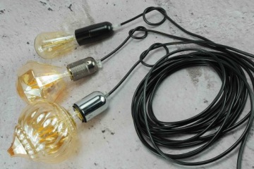 Черный гибкий кабель без надписей, кабель для светильников 