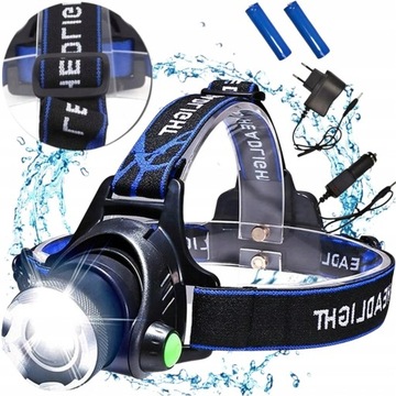 LATARKA CZOŁOWA LED ZOOM CREE XML T6 CZOŁÓWKA MOC AKUMULATOR+ ŁADOWARKA