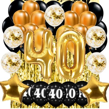 BALONY kurtyna 40 ROCZNICA ŚLUBU ZŁOTY 100 cm