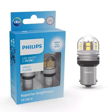 Philips żarówka LED Ultinon Pro7000 P21W 12/24V 6000K 2szt.