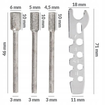 КЛЮЧ ДЛЯ ТОЧИЛКИ ЦЕПИ, 3 НАКОНЕЧНИКА