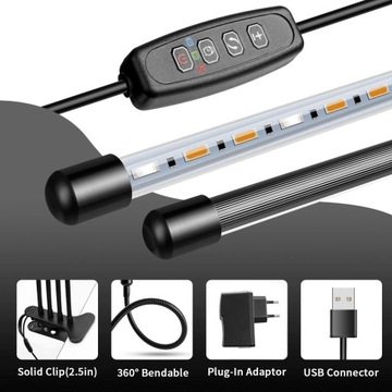 4 ЛАМПЫ ДЛЯ РОСТА РАСТЕНИЙ 80 УФ-СВЕТОДИОДОВ ТАЙМЕР ВЫРАЩИВАНИЯ КЛИП 3 РЕЖИМА