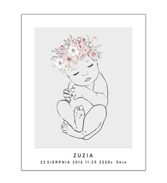 Metryczka minimalistyczna plakat linie 50 x4 0