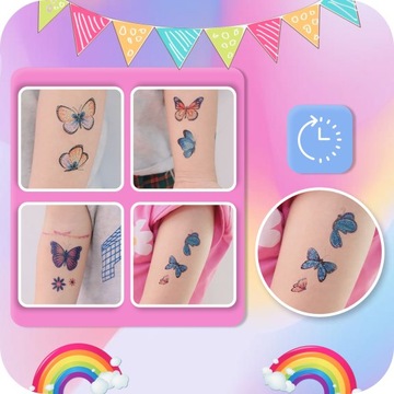 БЛЕСТКИЕ ТАТУ 200+ ШАБЛОНОВ + 24 ЦВЕТА ПОЛНЫЙ НАБОР ДЛЯ ДЕТЕЙ