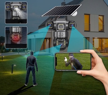KAMERA SOLARNA 4G ZEWNĘTRZNA TRZY OBIEKTYWY HD 3X3MP KARTA SIM LTE HEELLY