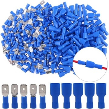 Konektory Izolowane, 50 Par, Damski - Męski 6,3mm, 100 szt.