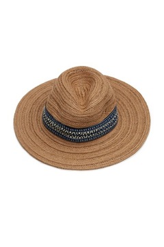 Pleciony kapelusz typu Fedora Słomkowy kapelusz damski z szerokim rondem