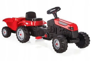 DUŻY TRAKTOR NA PEDAŁY Z PRZYCZEPĄ143cm PILSAN CZERWONY