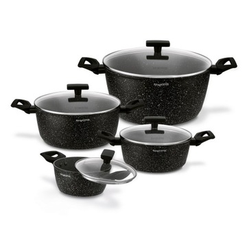 ZESTAW GARNKÓW INDUKCJA garnki MARMURKOWE NON STICK +POKRYWKI komplet 8el