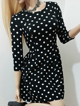 Mohito czarna sukienka w białe groszki vintage pin up XS