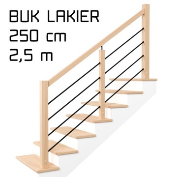 Balustrada barierka drewniana metalowa 2,5m BUK