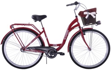 Rower miejski damski 28 Kozbike 3 biegi bordowy