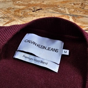 Sweter z Wełną CALVIN KLEIN PREMIUM WOOL BLEND Nowy Model Casual M